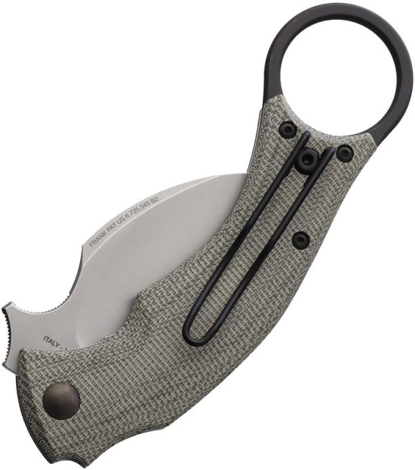 Fox Bastinelli BlackBird Karambit N690 Green Micarta Folding Knife