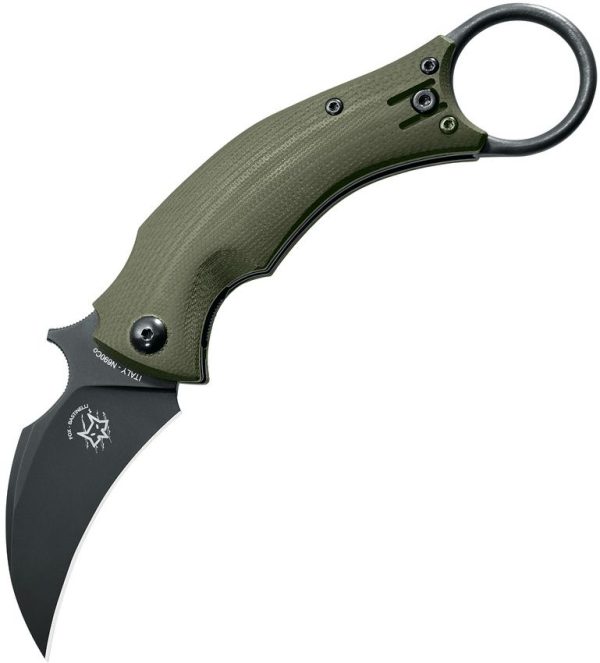 Fox Bastinelli BlackBird Karambit Folding Knife N690 OD Green