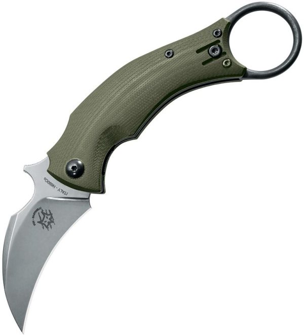 Fox Bastinelli BlackBird Karambit Folding Knife OD Green N690