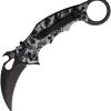 FOX Karambit Linerlock Skull Black N690 Folding Knife