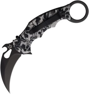 FOX Karambit Linerlock Skull Black N690 Folding Knife