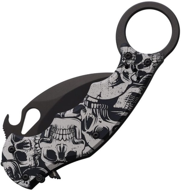 FOX Karambit Linerlock Skull Black N690 Folding Knife