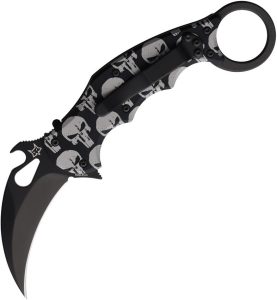 FOX Karambit Linerlock Skull Black N690 Folding Knife
