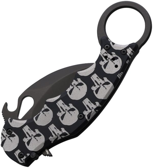 FOX Karambit Linerlock Skull Black N690 Folding Knife