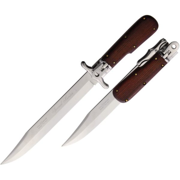 Fox Special Hunter Folding Knife 7.5" 440 Stainless Brown Wood