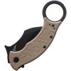 Fox Tribal K Karambit Folding Knife N690 Coyote Tan G10
