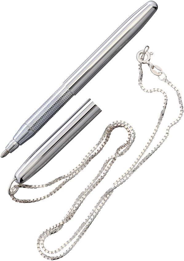 Fisher Space Pen Chrome Bullet Tactical Pen w Neck Chain