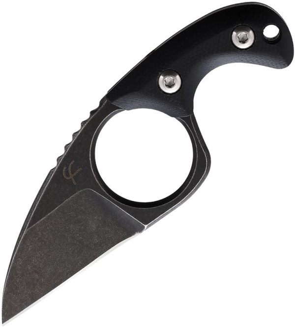 Fred Perrin Shorty Neck Knife Black 440C Fixed Blade
