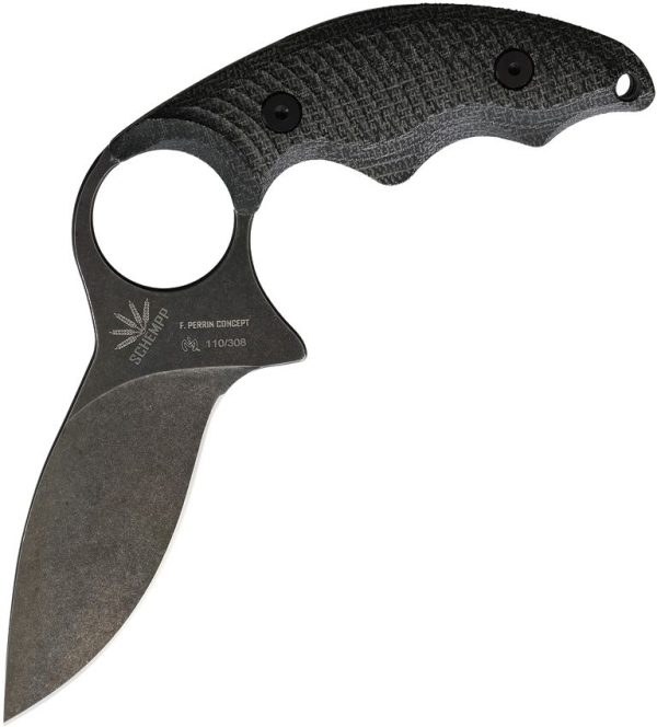 Fred Perrin La Griffe Fixed Blade Knife 440C Black Canvas Micarta