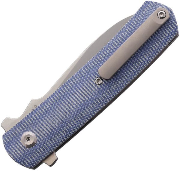 Max Knives Ulys Linerlock Blue Micarta Folding Knife CPM-20CV