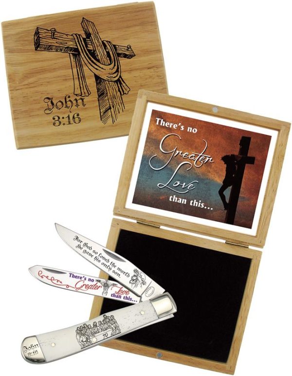 Frost Cutlery John 3:16 Trapper Bone Handle