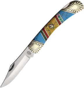 Frost Cutlery Silver Horse Lockback Turquoise Abalone