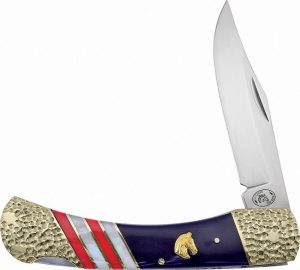 Frost Cutlery Silver Horse Lockback Red White Blue