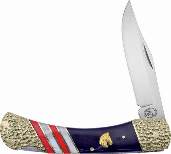Frost Cutlery Silver Horse Lockback Red White Blue