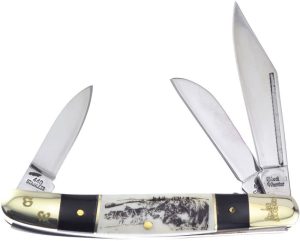 Frost Cutlery Wrangler Wolf Etch - Engraved Bone Multi-Blade