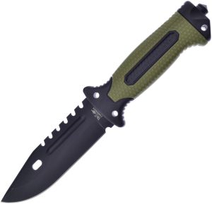 Frost Cutlery Fixed Blade Sawback Survival - Black/Green