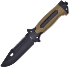 Frost Cutlery Fixed Blade Brown Rubberized Handle