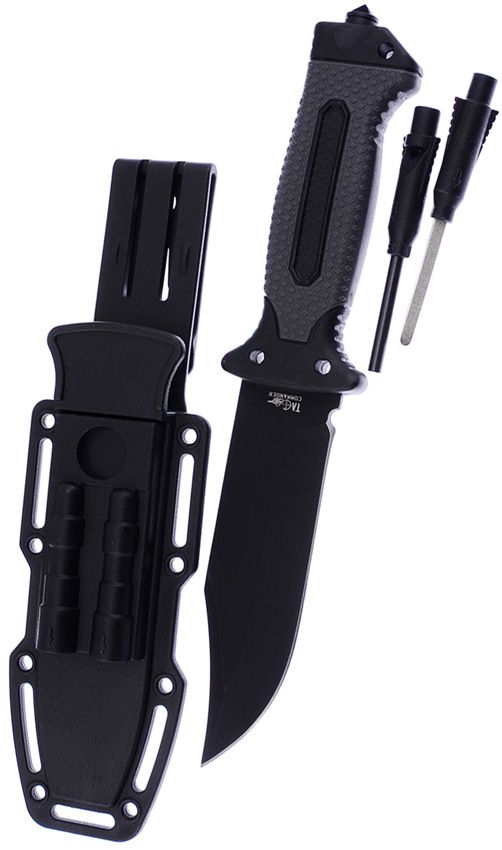 Frost Cutlery Fixed Blade Gray Rubberized Handle