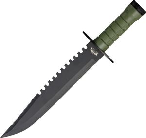Frost Cutlery Survival Scout II Sawback Green Handle