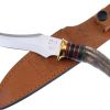 Frost Cutlery Tip Skinner Stag Fixed Blade Knife 5.5" Satin