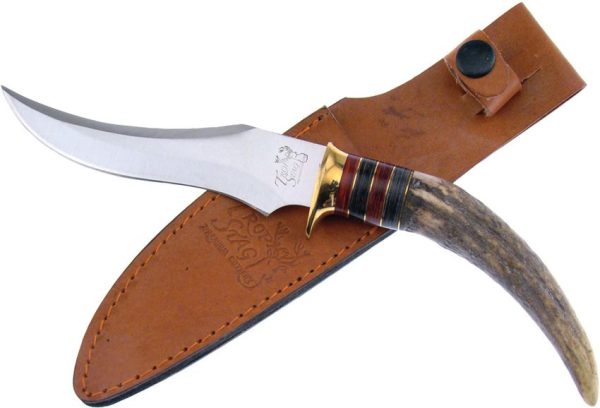 Frost Cutlery Tip Skinner Stag Fixed Blade Knife 5.5" Satin