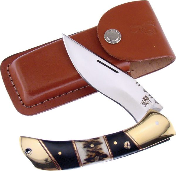 Frost Cutlery Folder Stag Folding Knife Stag Bone 4" Blade