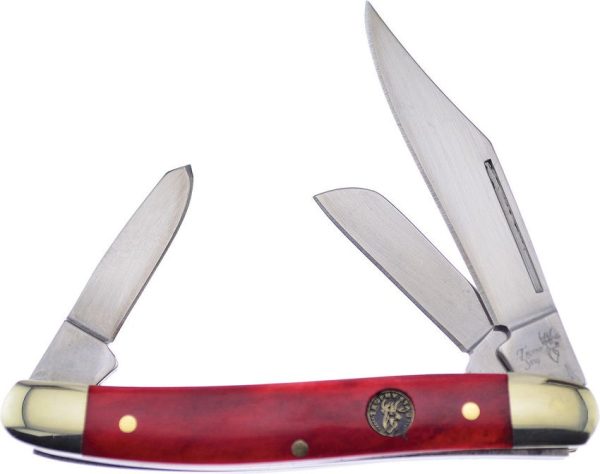 Frost Cutlery Wrangler Red Bone Pocket Knife - Clip Spey Sheepsfoot