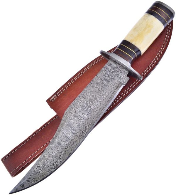 Frost Cutlery Damascus Bowie Fixed Blade Knife 8.5" Damascus Steel