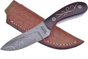 Frost Cutlery Skinner Rosewood Damascus Fixed Blade Knife