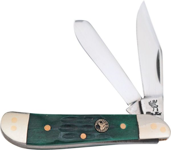 Frost Cutlery Dog Leg Trapper Dark Green Bone