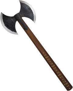India Made Hero Axe 36" Double Blade Carbon Steel Studded Handle
