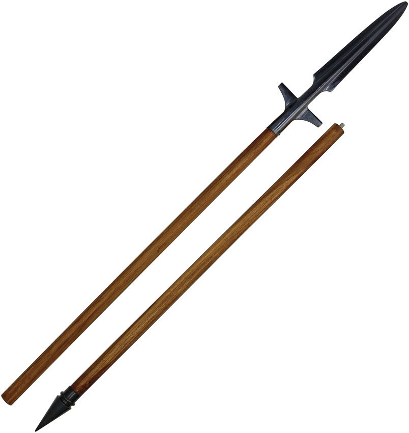 FXN12.jpg Factory X Saxon Warrior Spear 84" Black Steel Blade Brown Wood Handle