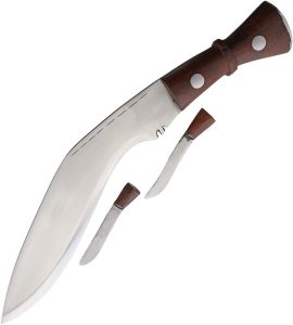 FXNH57.jpg India Made Khukri Machete - Stainless Blade Brown Wood