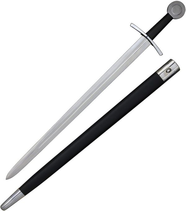 India Made Medieval Sword 31.5" Satin Stainless Blade Leather