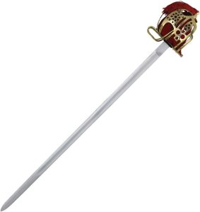 India Made Sword 34" Carbon Steel Blade Brass Handle Fixed