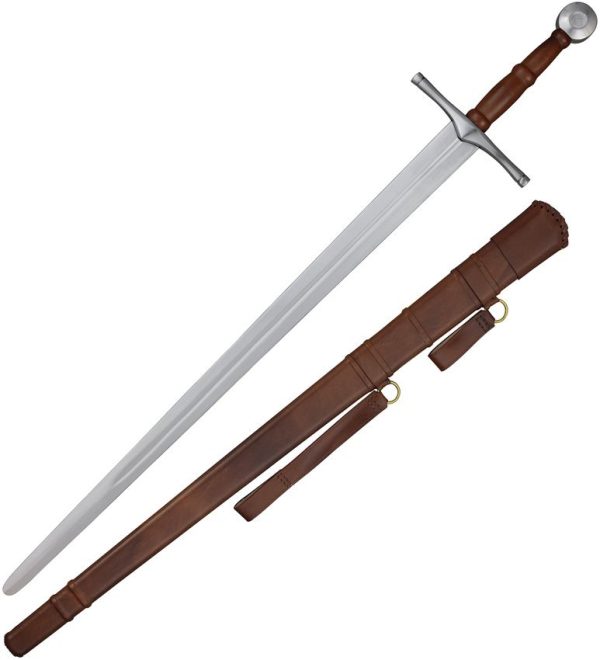 India Made Satin Carbon Steel Sword Brown Leather