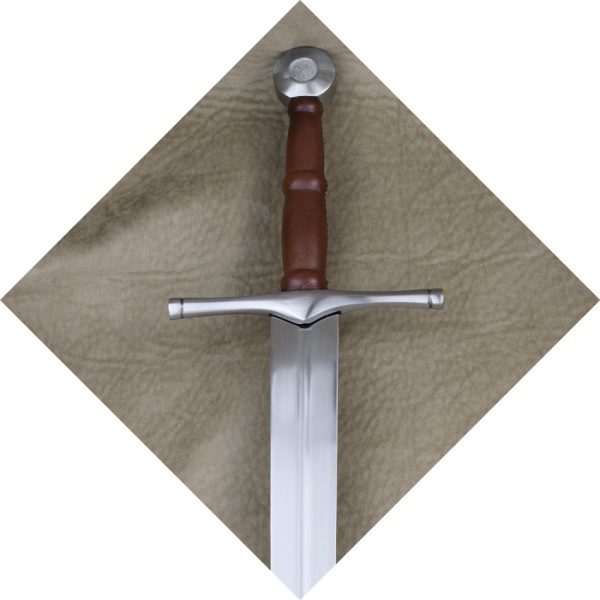 India Made Satin Carbon Steel Sword Brown Leather