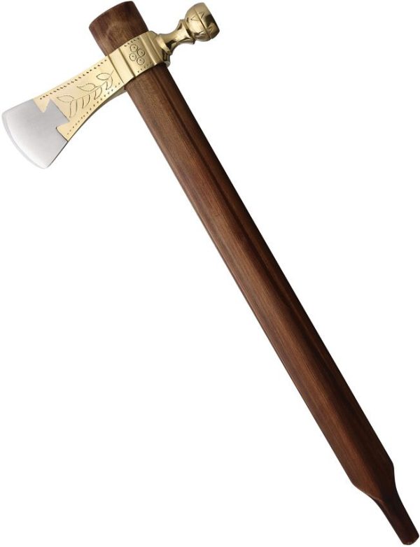India Made Decorated Pipe Tomahawk 19" Brown Wood Axe