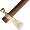 India Made Decorated Pipe Tomahawk 19" Brown Wood Axe
