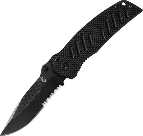 Gerber Swagger Folding Knife 3.25" Black Stainless Partially Serrated