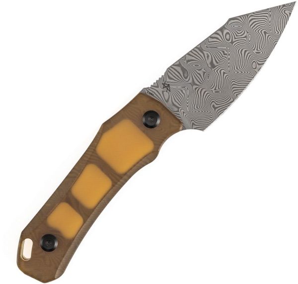 Tenable Loki Fixed Blade Amber PEI - Damascus Steel