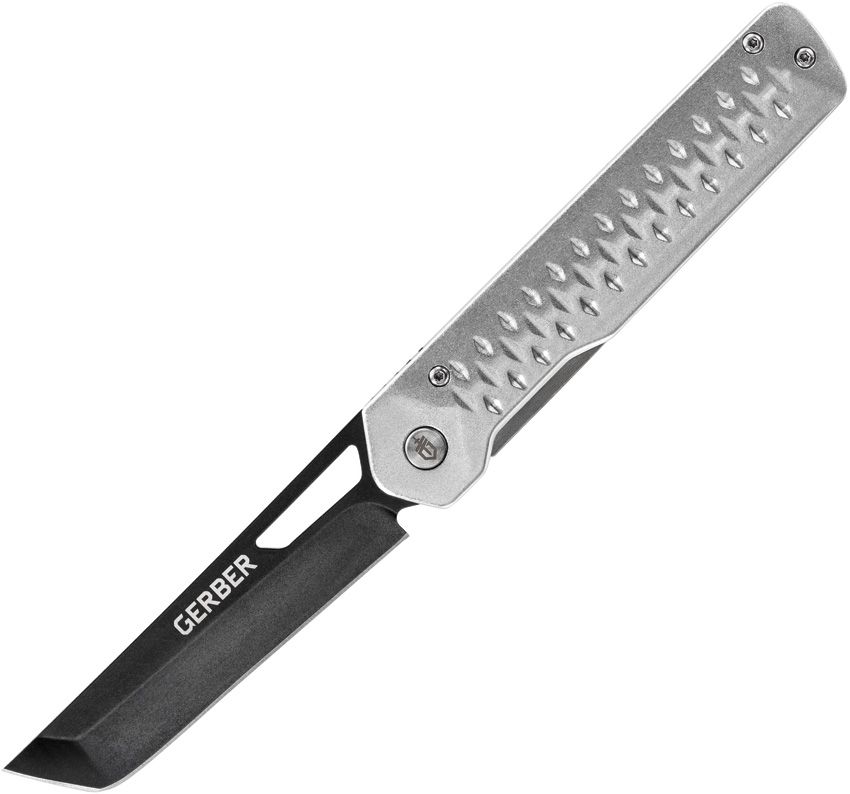 Gerber Ayako Framelock Silver Folding Knife 3.5" Black Oxide Blade