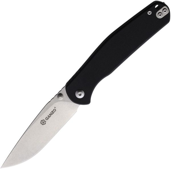 Ganzo Linerlock Black - 3.5 inch Stonewash Blade