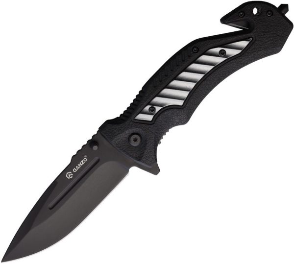Ganzo G628 Linerlock Black Handle Green Onlay