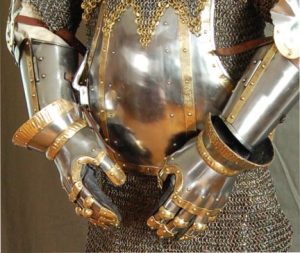 Get Dressed For Battle Gauntlets Steel Leather Set