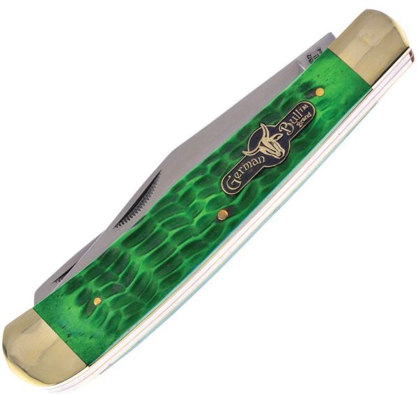 German Bull Int Trapper Folding Knife Green Bone 4.5" Closed