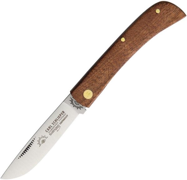 German Eye Clodbuster Jr. Folding Knife Brown Wood Solingen Steel