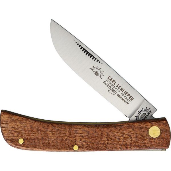 German Eye Clodbuster Jr. Folding Knife Brown Wood Solingen Steel