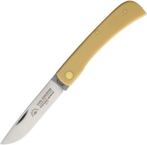 German Eye Clodbuster Yellow Folding Knife Carbon Steel Skinner