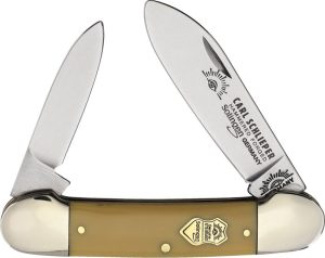 German Eye Butterbean Folding Knife 3.63" Carbon Steel Yellow